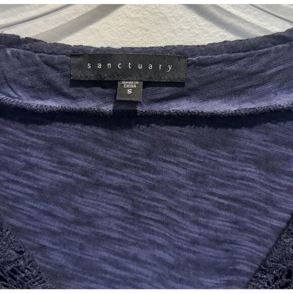 Sanctuary Size Small Crochet V Neck Top Boho Blue Tie Dye Hippie Navy V Neck - Picture 4 of 7